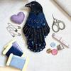 Raven Sewing Bag Guardian of Stitches Handmade Felt Crow Sewing Pouch Sewing Accessories Organizer Gift for Craft Lovers Mom Women