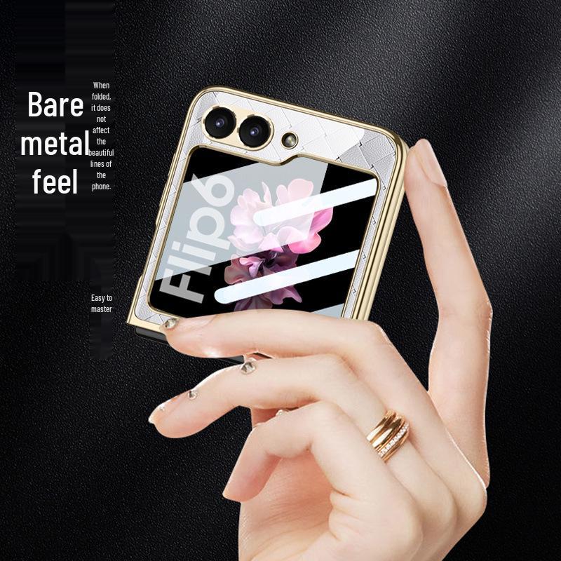 Samsung Z Flip6 Foldable Phone Case: Lightweight Glass Electroplating PC Hard Shell with Bare Metal Feel by GKK