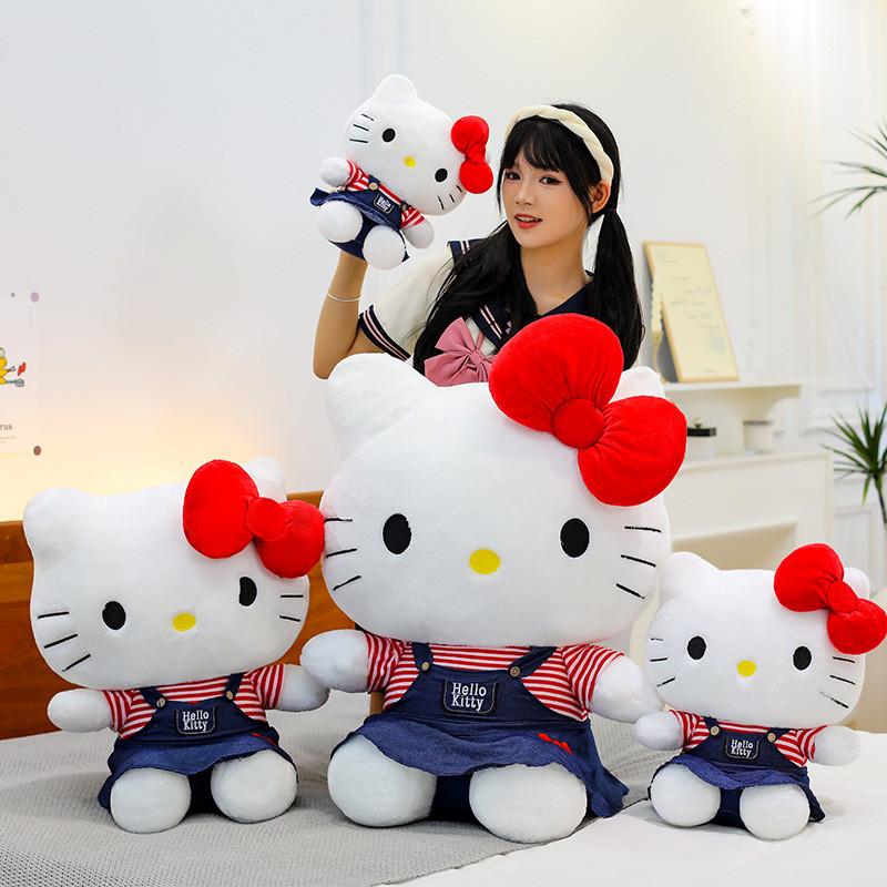 Hellokitty Plush Toy With Denim Dress For Kids And Collectors