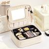 Faltbare Schmuckaufbewahrungsbox & Tragbarer LED-Schminkspiegel mit Einteilung
