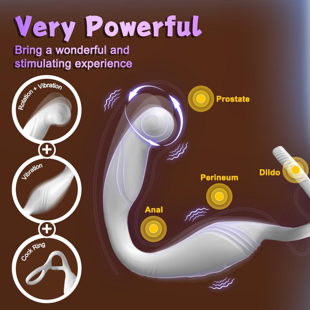 Wearable Male Rotating Prostate Massager Anal Vibrator Sex Toys Dual Penis Ring Cock Rings Anal Butt Plug Vibrators Anal Toys for Men 18+ Masturbator
