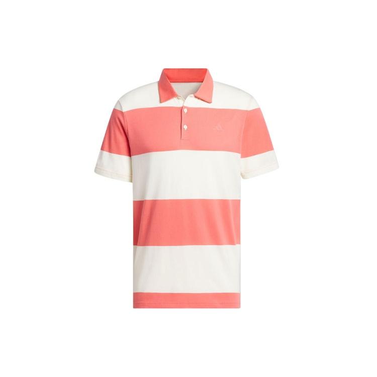 adidas Colorblock Rugby Stripe Polo Shirt Asia Sizing  Pink White  Men s IU4357 XL