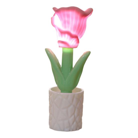 Mini LED Blume Floral mit Weichem Schein Nachtlicht Tischlampe Kreativ Batteriebetrieben Nachttisch Schreibtisch