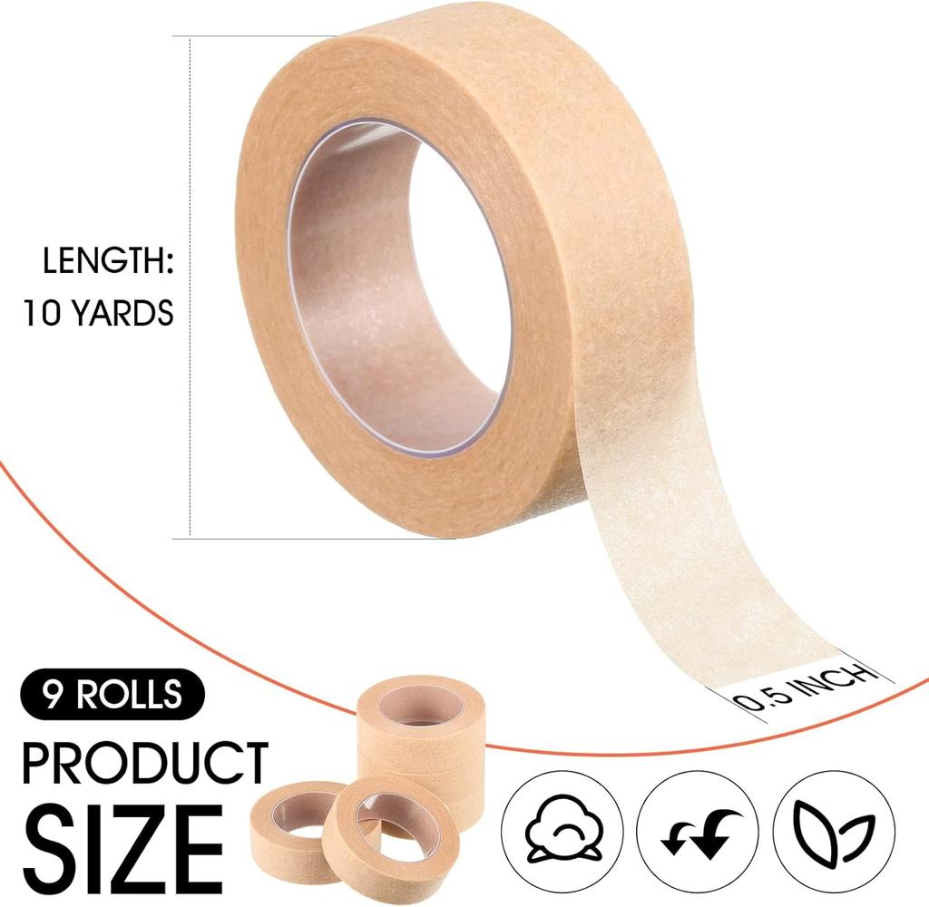 9 Rolls Beige Tape Flexible Skin Tape Breathable Nose Tape Self Adhesive Gauze Tape for Wound Injuries Swelling Sports