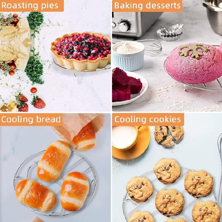 Pack of 2 Stainless Steel 7 Inch Air Fryers Rack for Cooking Round Steaming Basket Tray Nonstick Dehydrator Racks