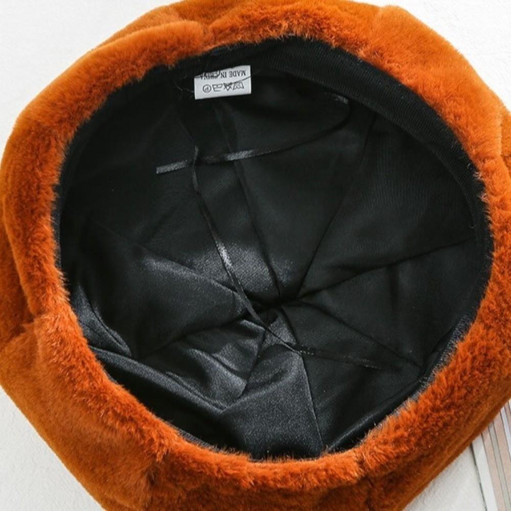 Plush Painter Caps Solid Color Octagonal Hat Fashion British Beanie Hat  Girls