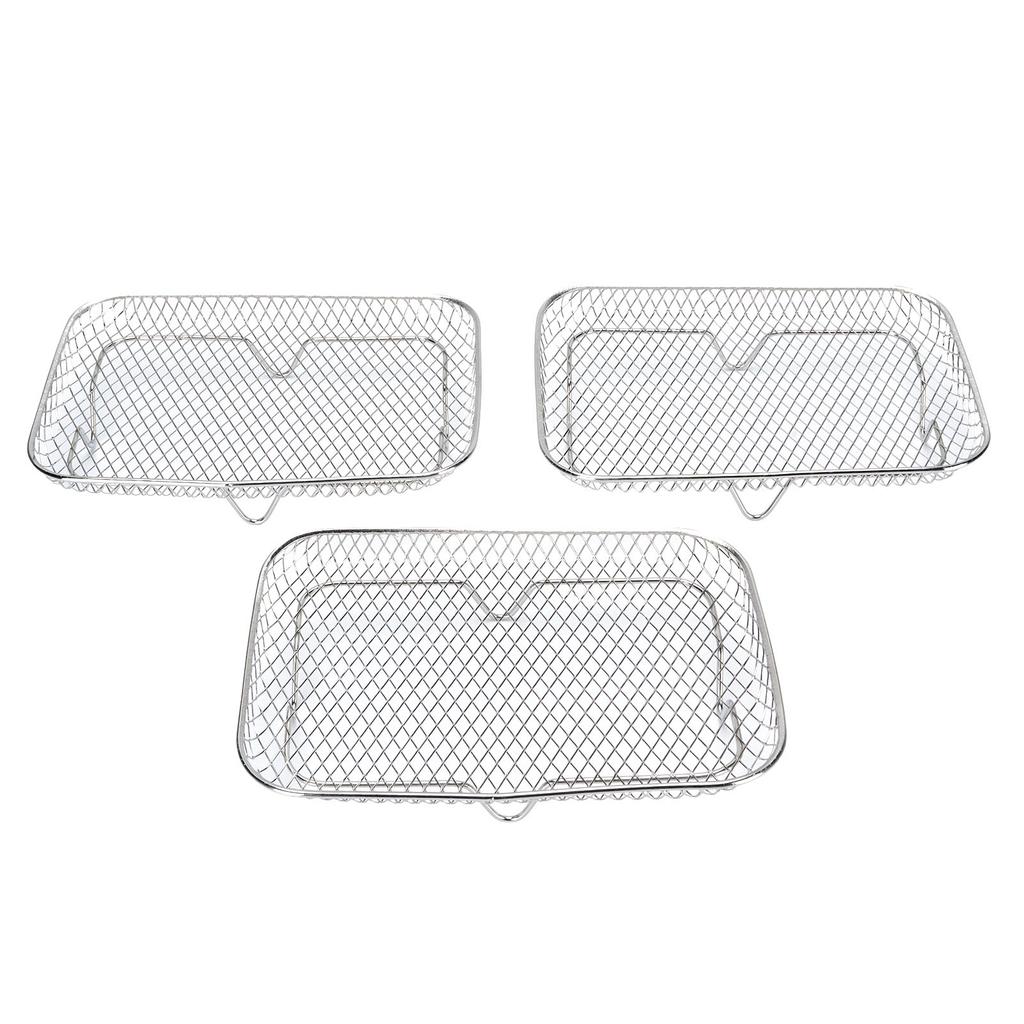 3PCS Fryer Rack Set 304 Stainless Steel Stackable Multi Layer Rectangular Dishwasher Safe Fryer