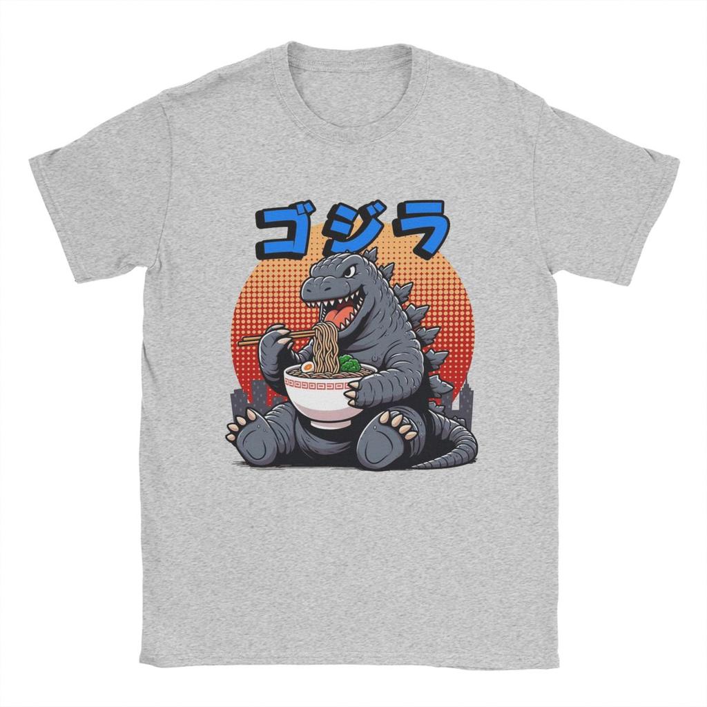 Godzillaed Eating Ramen Men T Shirt Funny Tees Short Sleeve Crewneck T-Shirt 100% Cotton Gift Idea Clothes