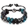 Men's Double-Layer Blue Tiger Eye & Black Agate Magnet Bracelet