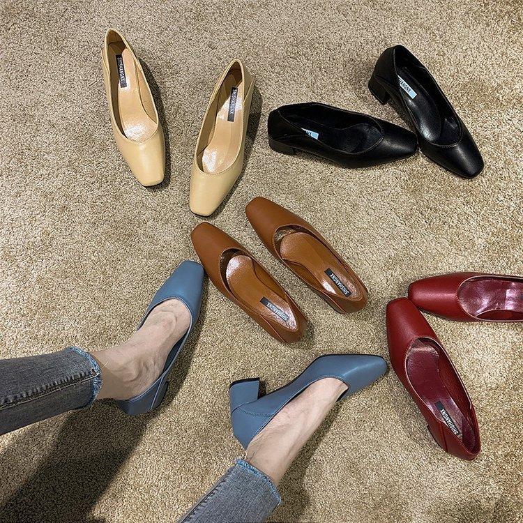 High Heel Shoes For Women With Square Toe And Chunky Heel For Office Wear