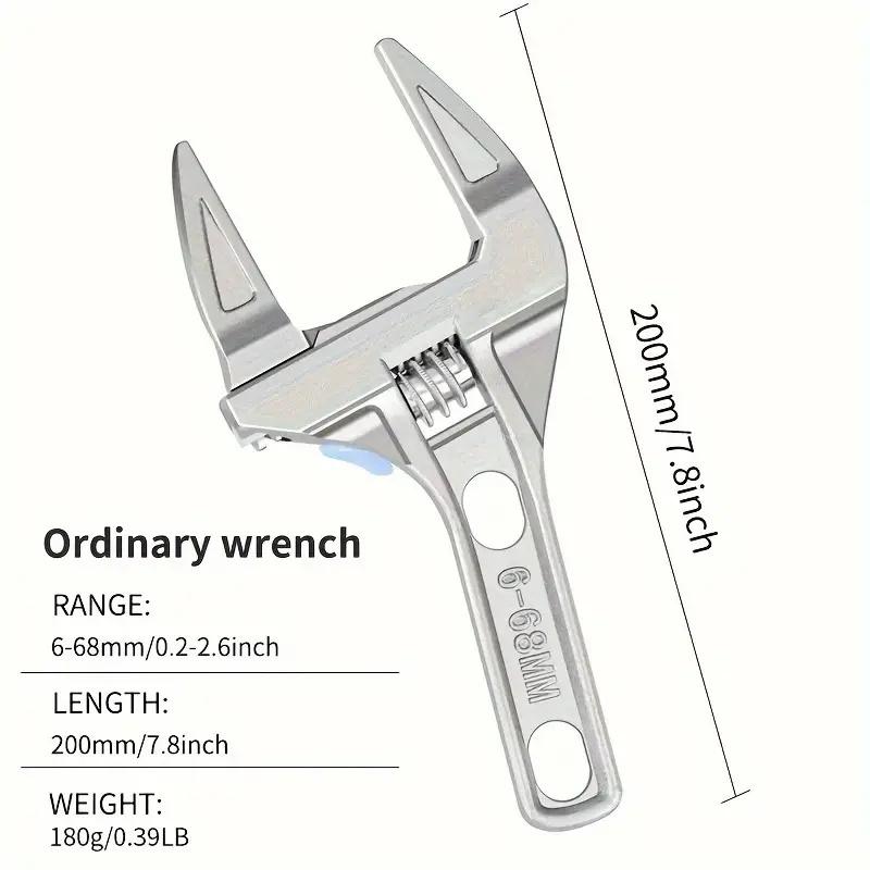 Multi Functional Bathroom Water Heating Wrench, Large Opening Aluminum Alloy Short Handle Adjustable Wrench, Water Pipe Faucet W