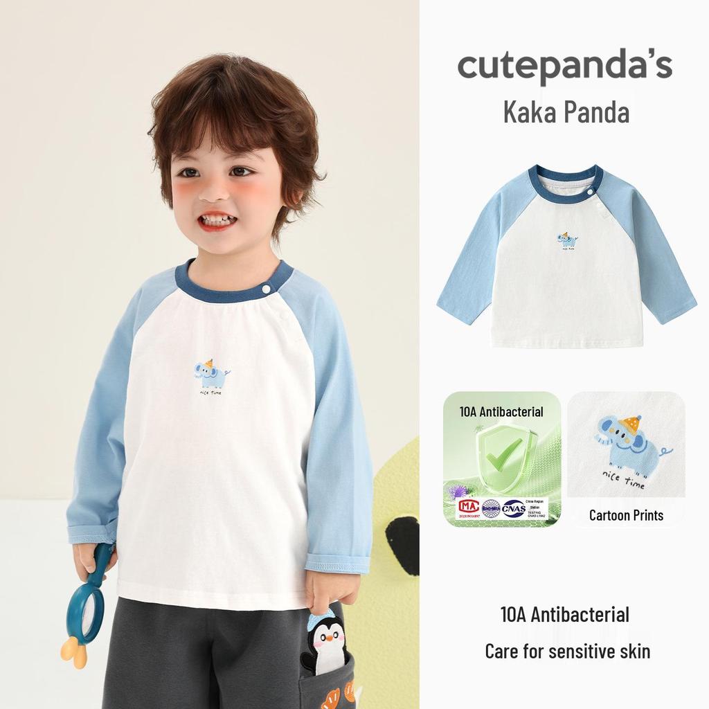 Kaka Panda Kids' Long-Sleeve T-Shirt for Boys & Girls - Trendy Spring/Autumn Top for Toddlers