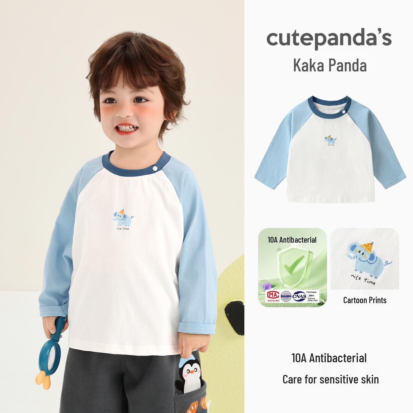 

Kaka Panda Kids Long-Sleeve T-Shirt for Boys & Girls - Trendy Spring/Autumn Top for Toddlers 90 cm