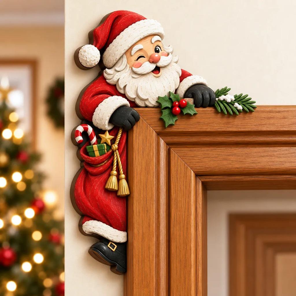 3d Peeking Christmas Decor Resin Christmas Decoration Christmas Corner Ornament 3d For Entryways Holiday Gift Living