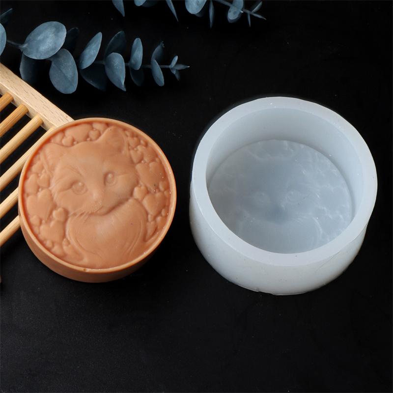 3D Roundness Embossed Love Cat Silicone Soap Mold DIY Cat Paw Candle Soap Mould Chocolate Cake Baking Tools Home Decor Gift