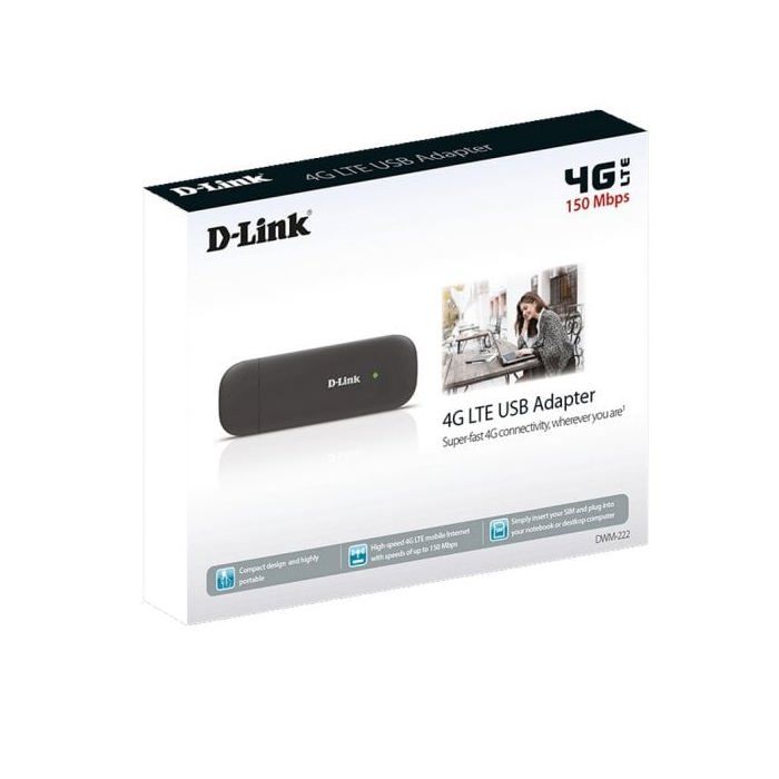 USB 4G LTE-adapter - D-LINK - DWM-222 - Hastighet 150 Mbps - Plug and Play - MicroSD 32GB