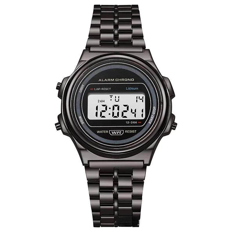 Montre Sportive Numérique Homme Multifonction LED Électronique Montres-bracelets pour Hommes Femmes Horloge Rétro Montres à Bracelet en Acier Reloj Hombre