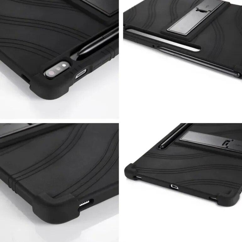 Case For Samsung Galaxy tab S9  Plus FE 12.4 Cover For Tab S9 11incs SM-X810 X816B Kickstand Funda with 4 Shockproof Airbags Soft Silicone