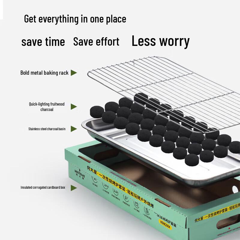 Hedawoo Disposable Outdoor/Indoor Charcoal Grill Set