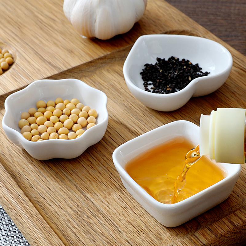 1pc Japanese White Ceramic Dishes Kitchen Seasoning Sauce Vinegar Multi-dish Hotpot Plates