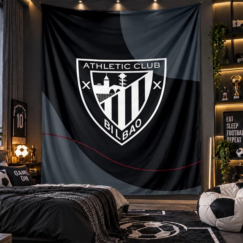 Wall Hanging Tapestry Athletic Bilbao Football Print Cloth for Living Room Bedroom Home Decor