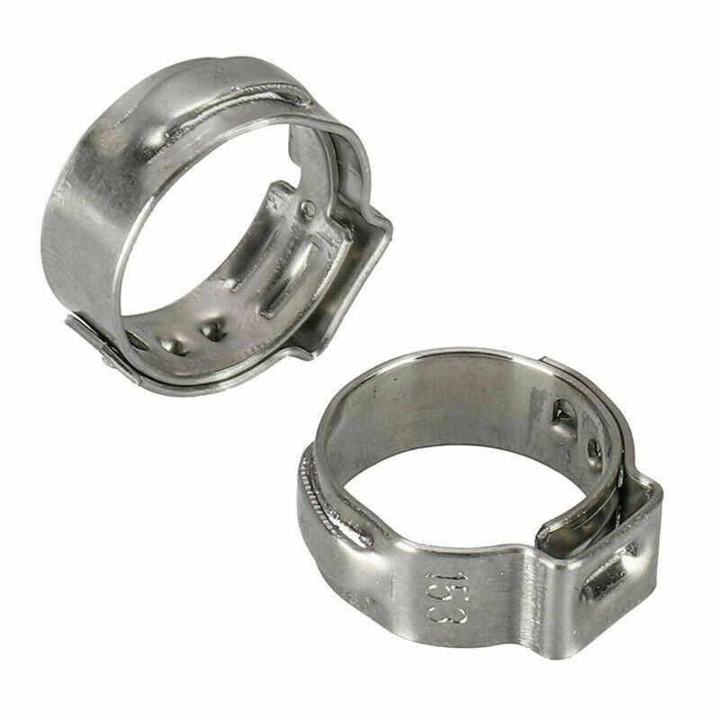 25pcs Hose Clamps Single Ear Stepless 5.8-23.5mm 304 Stainless Steel Hose Clamps Cinch Clamp Rings for Sealing Kinds of Hose