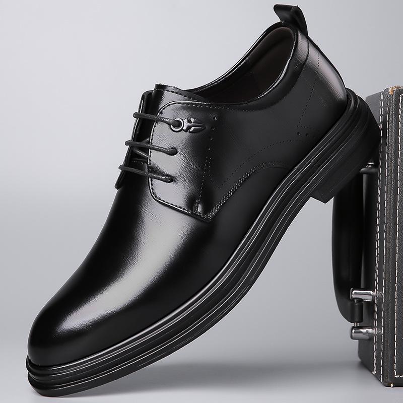 

Модные повседневные дизайнерские туфли мужские дерби в английском стиле для жениха, свадебные осенние туфли из коровьей кожи с острым носком, деловые мужские кожаные туфли 38 чёрный