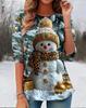 Women's Fashion Snowman Print Long Sleeve, Christmas Holiday Graphic Top, Crew Neck Casual Style, All Seasons Comfort Wear
