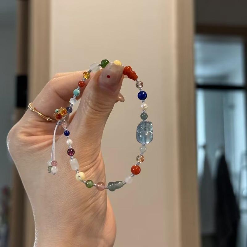Dopamine crystal gourd flower beaded bracelet retro fashion versatile temperament bracelet niche design jewelry
