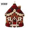 Festival Art Supplies Christmas Door Swag Poke Kit, 3D Fabric Ornament Craft DIY Poking Festive Making Kit for Adults, Holiday Front Wall Decor