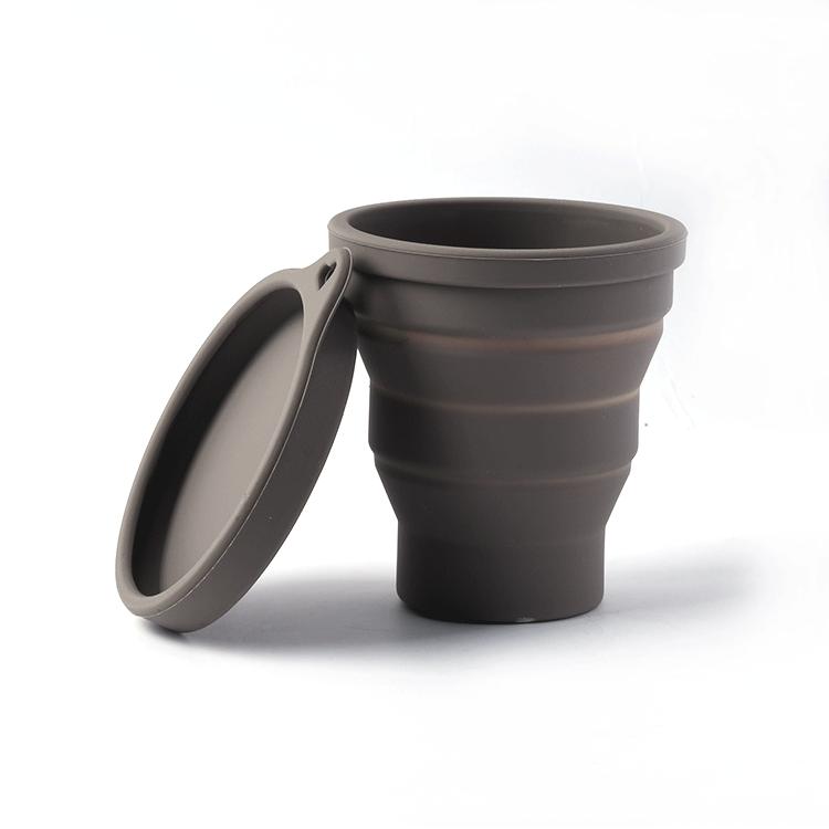 180 ml Klappbecher, Mini-Einziehbecher, Silikon, tragbare Teetasse, Outdoor-Reise-Kaffee-Teleskop-Trinkbecher mit Deckel