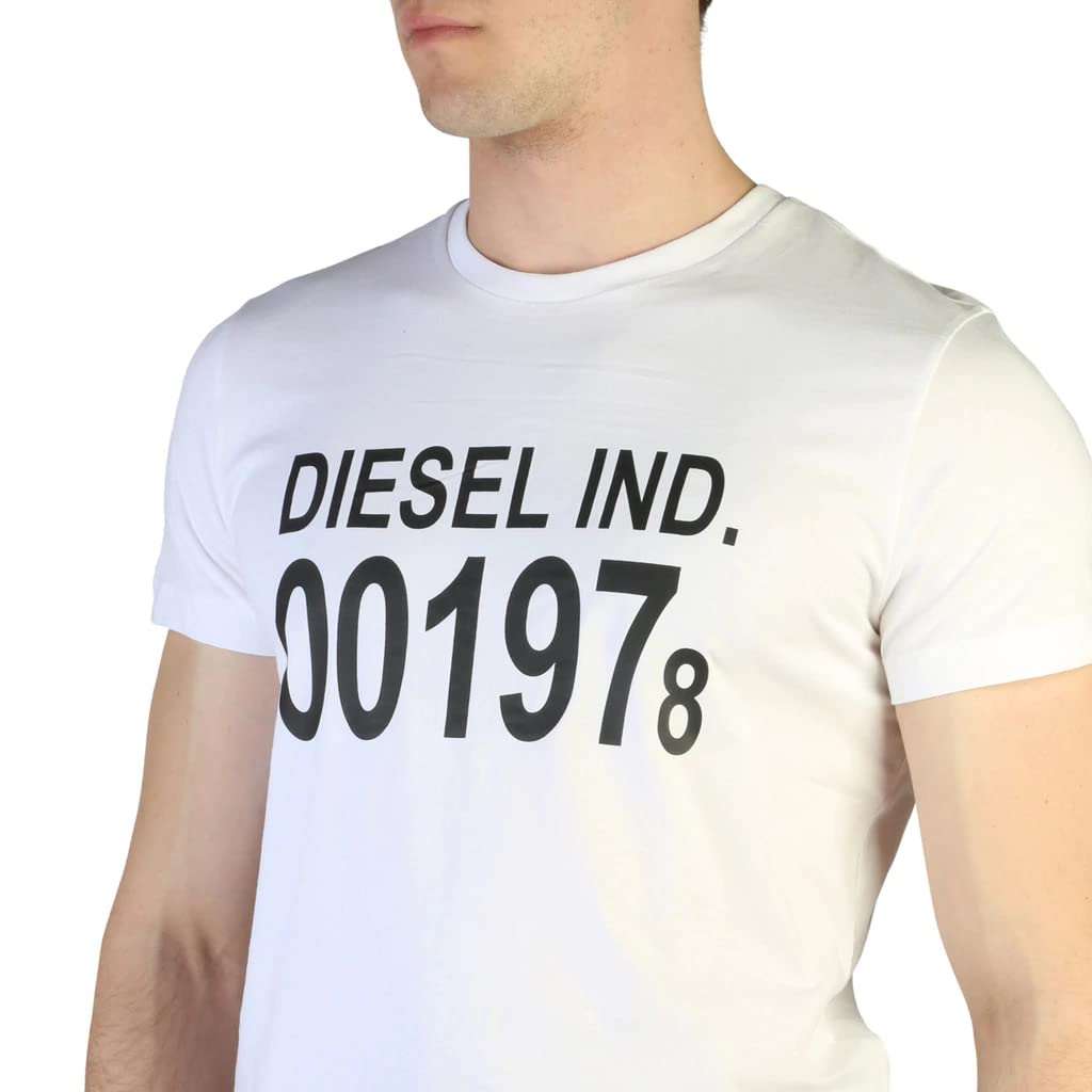 Diesel Men's Graphic Logo T-Shirt 00SASA0AAXJ, White, Size S, 100