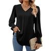 Women's Fall New Arrivals Solid Sheer Chiffon Shirt V-Neck Sleeveless Bell Sleeve Long Sleeve Top Blouse