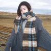 Classic Long Tassel Neckscarf Soft Women Thickened Scarf Soft Plaid Knitted Scarf  Spring
