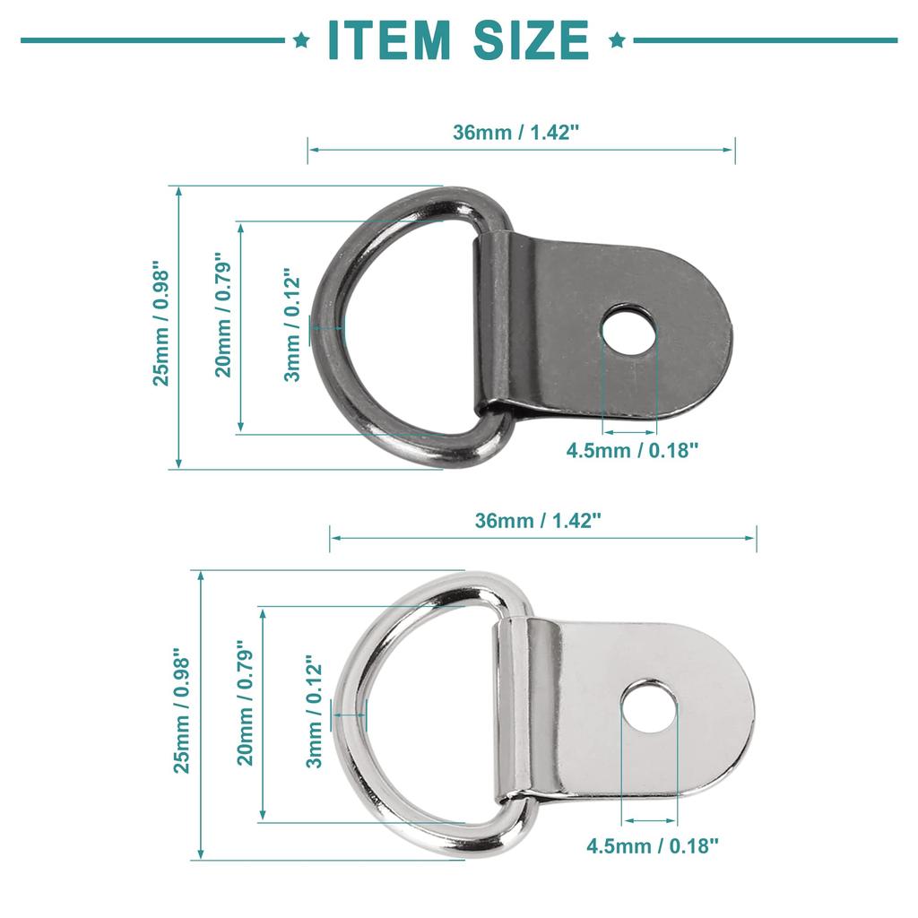 ACROPIX 20pcs D Shape Tie Down Anchor Lashing Rings for Car Truck Trailer Cargo RV Boat Silver Tone Titanium Tone