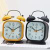 Students Use 3-inch Square Metal New Ring Bell Alarm Clock for Home Bedside Silent Sweep Second Night Light