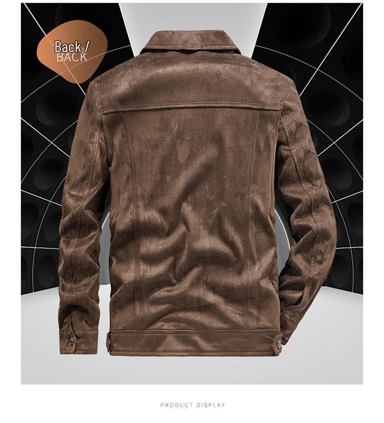 Men's Retro Hong Kong Style Suede Jacket - Spring/Autumn Workwear Lapel (22076)