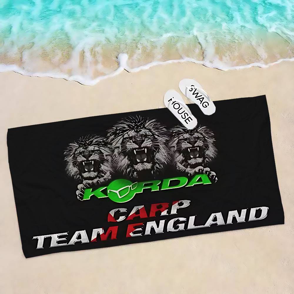 

K-Korda Fishing Logo Microfiber Printed Beach Towel Mountain Climbing Yoga Beach Swimming Running Absorbent Soft Towel W30*H60(CM)