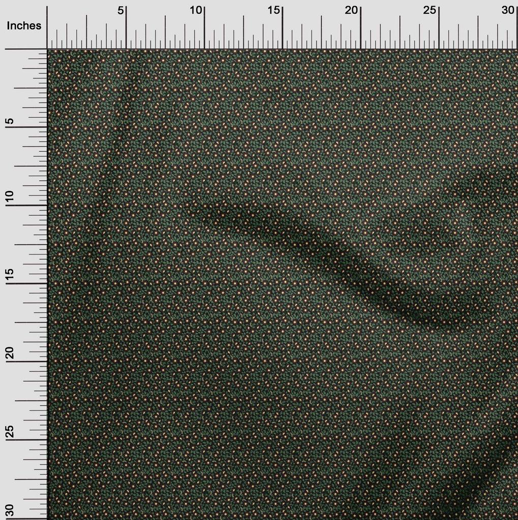 oneOone Cotton Flex Dark Green Fabric Floral Sewing Material Print Fabric By The Yard 40 Inch