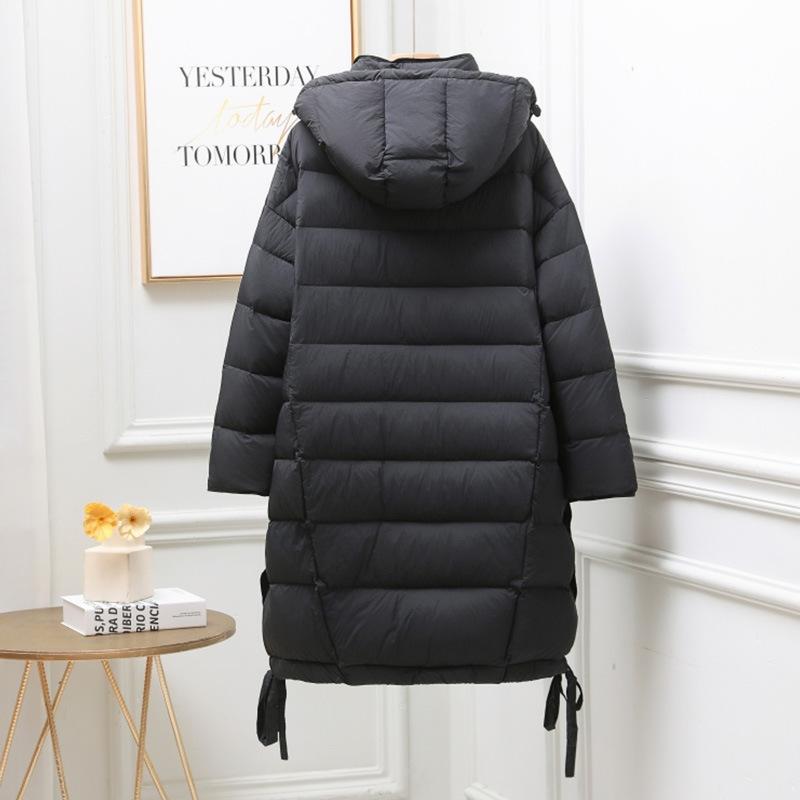 Autumn and winter down jacket women's winter medium and long white duck down loose large size fashion long thermal jacket women