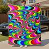 1PC Psychedelic PatternOutdoor Flannel Blanket - Soft Plush Decor for Picnics, Camping, Bedroom, Playroom, Office, or Lunch Break 1247A