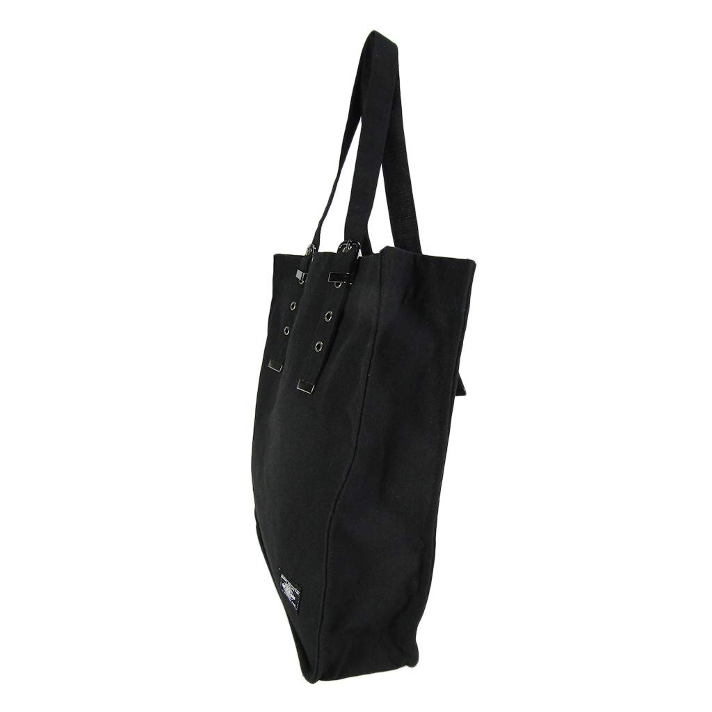 Bolsa de lona de gran capacidad, tamaño A4, vertical, con ajuste de longitud del asa, ideal para ir a la escuela, de lona 3W99, color negro [ABYSS TIME] AOT [Bolsa de lona