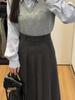 Women's High-Waisted Black Wool Blend Midi Skirt - A-Line Pleated Autumn/Winter 2025 Collection