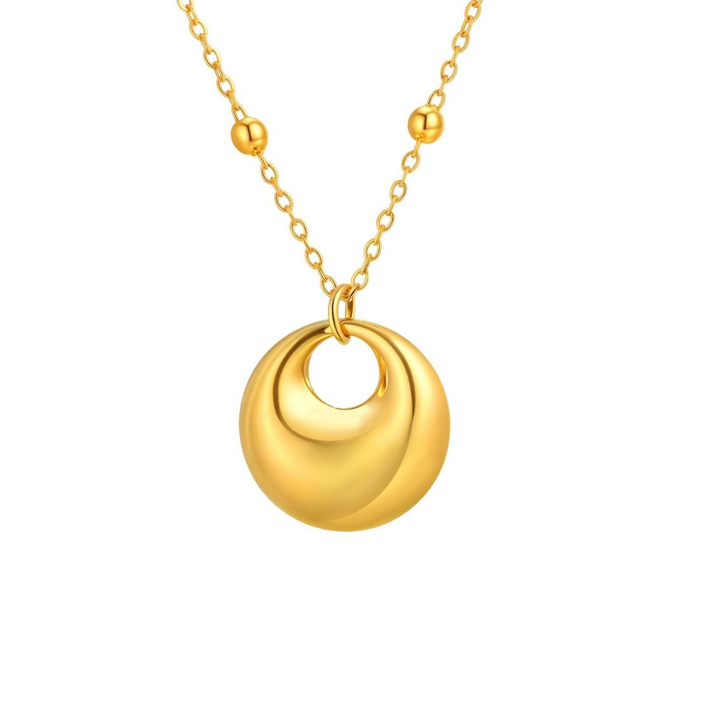 Modeschmuck, Edelstahl-Perlenkette Geometrischer Anhänger Goldene Halskette