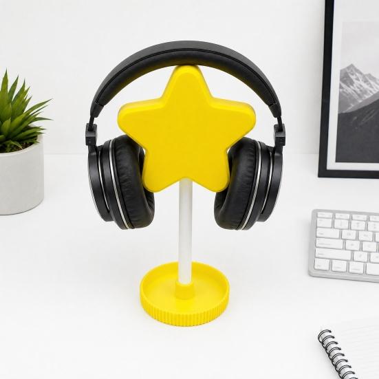 3D-printet Hovedtelefonholder, Stjerneformet Headsetholder, Øretelefonholder med Kabelholder, Fleksibel Hovedstøtte med Solid Base til Alle Hovedtelefonstørrelser