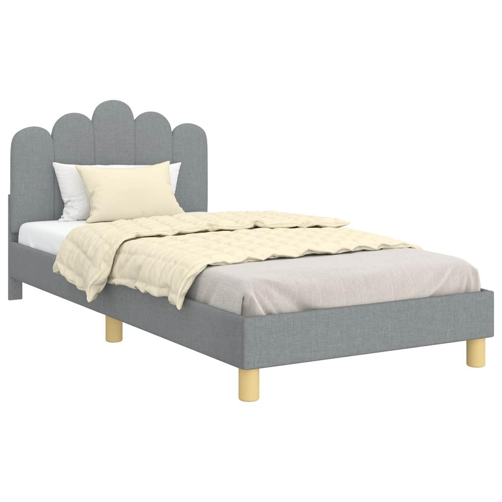 Kids Bed Frame with Headboard Light Grey 80 x 200 cm Fabric