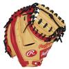 Rawlings Baseball Hyper Tech Color Throw Junior/Jr. Glove, Kids' Sync, Catcher's Glove, Camel/Scarlet, 31.5 Inches, Left-Handed