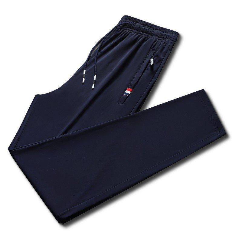 Men s Quick-Dry Ice Silk Casual Pants - Breathable, Thin, Long, Plus Size, Sports-Ready (Nylon-Spandex) L