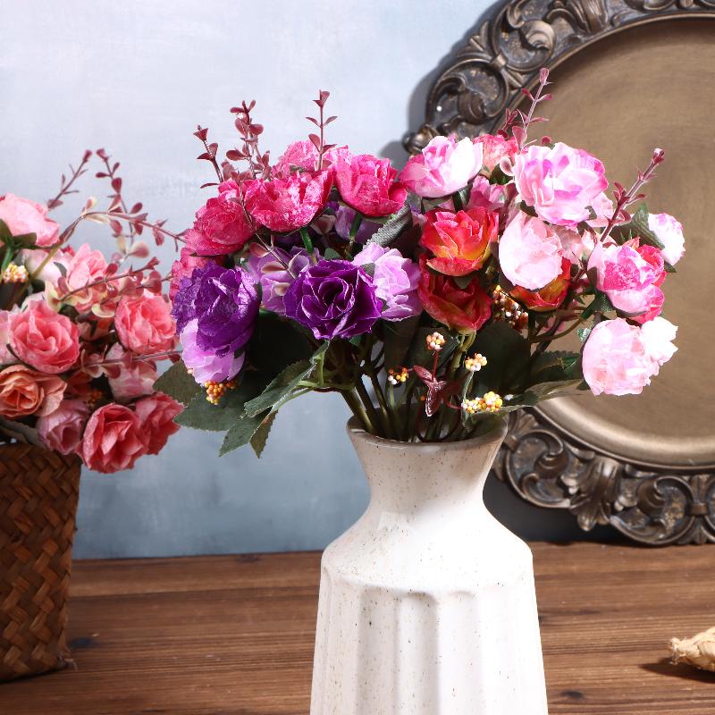 21 Heads Artificial Rose Bouquet Fake Rose Flowe Ornaments Outdoor Garden Wedding Bridal Wreath Accessories Party Decoration