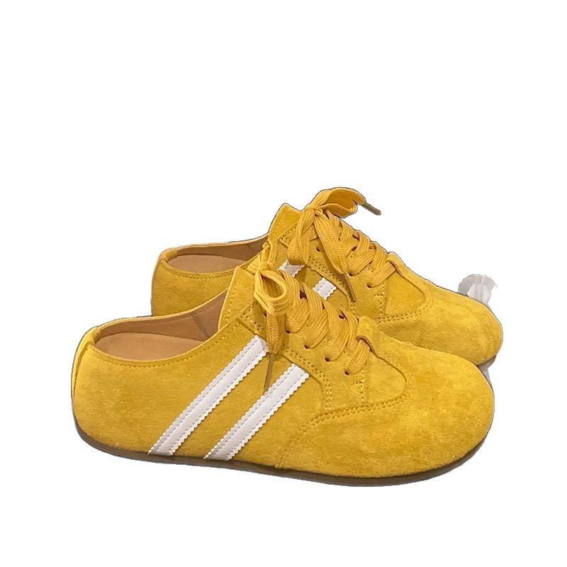 Französische Retro-Trainingsschuhtasche mit dickem Boden, halbe Hausschuhe für Damen, Oberbekleidung, Frühling und Sommer 2025, neu, vielseitig und bequem, Taschenkopf dr